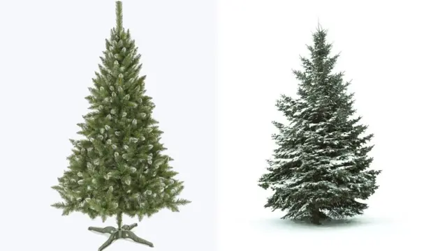 A fake and a real Christmas tree. Photo credit: Thinkstock.