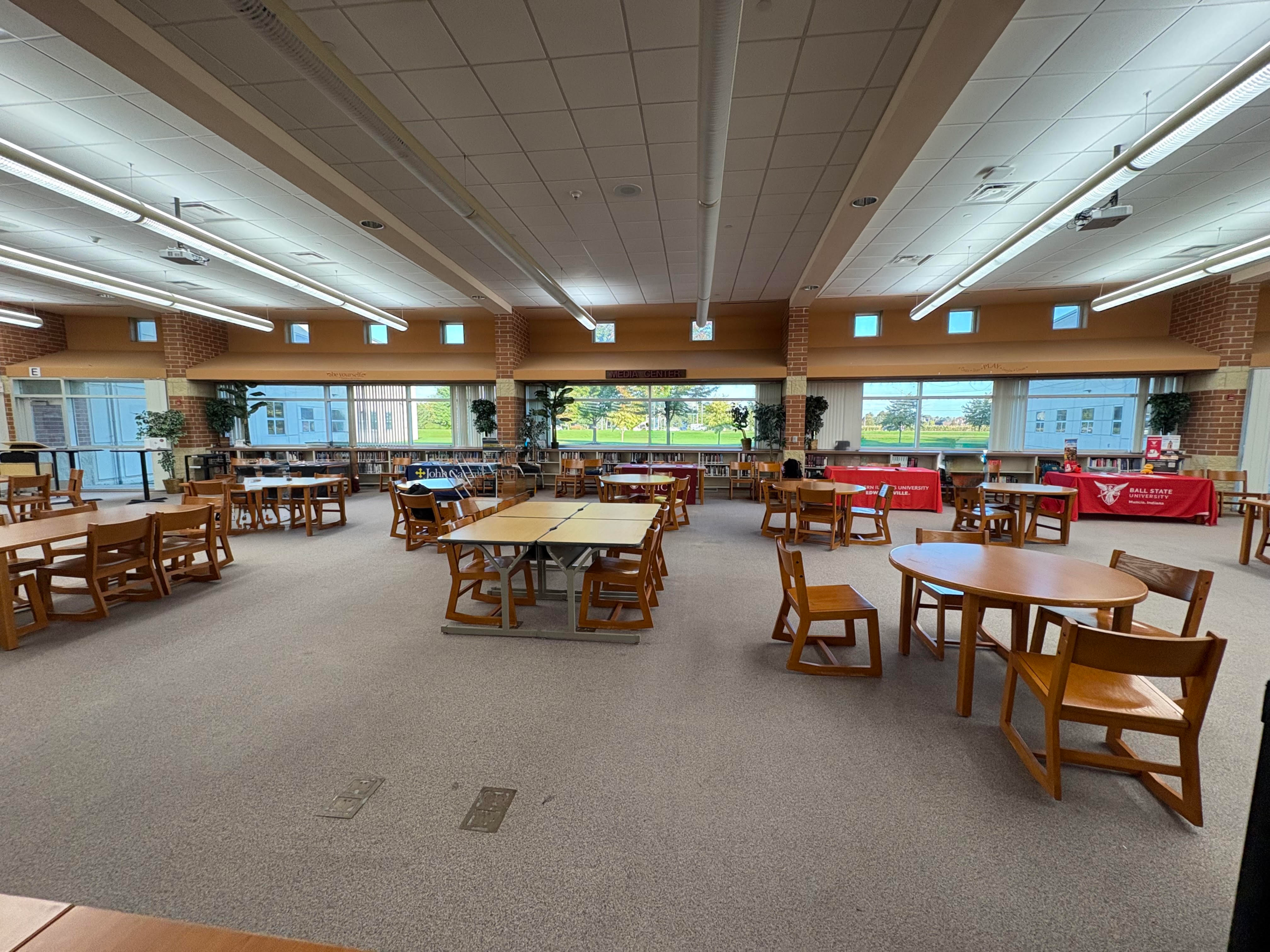 Back of the media center at Plainfield North Highschool