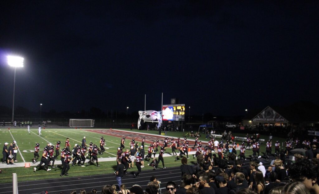 Plainfield North football team playing on Homecoming field. Photo By: Bella Nuccio